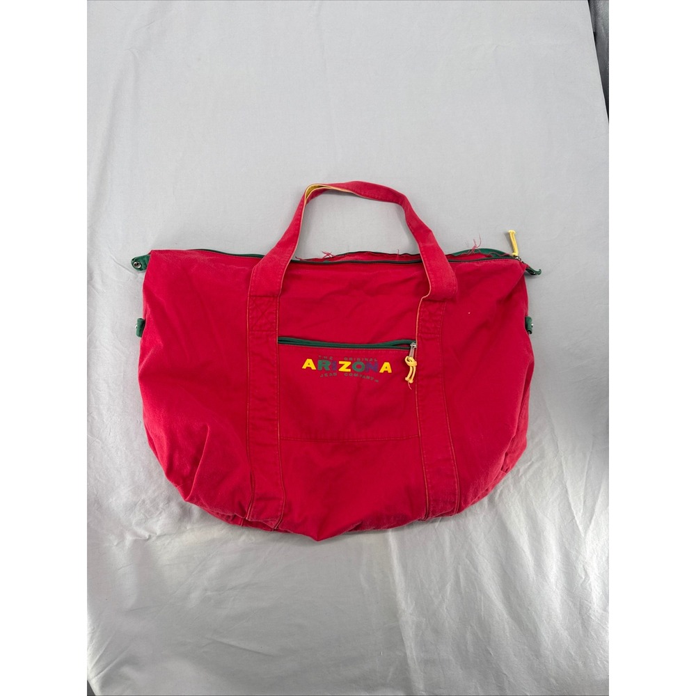 Arizona Jean Co Vintage Red Canvas Tote Bag 90s Primary Colors Large 23x16